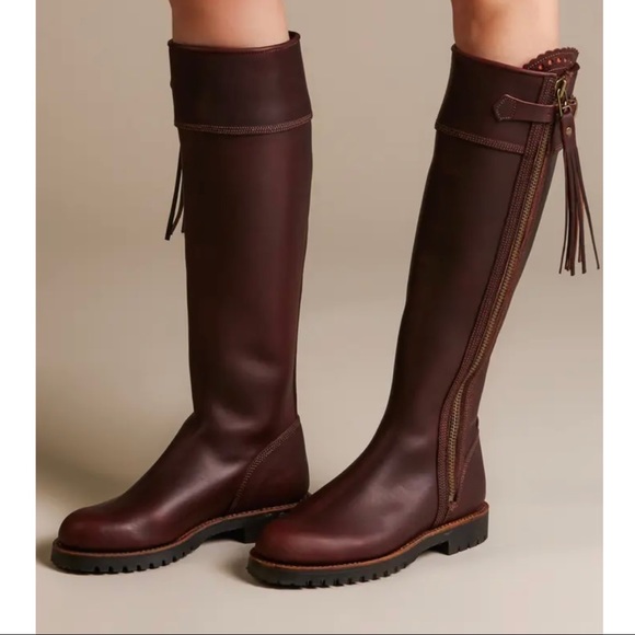 Penelope Chilvers Leather Long Tassel Knee High Boot in Conker Size 38 - Picture 2 of 15